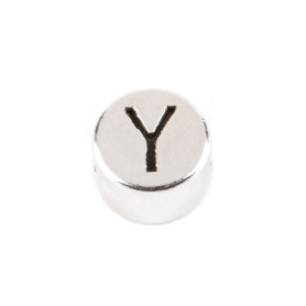 Letter bead Letter Y antique silver 7mm silver plated...