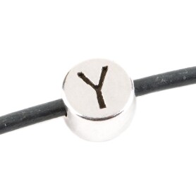 Letter Bead Y antique silver 7mm silver plated
