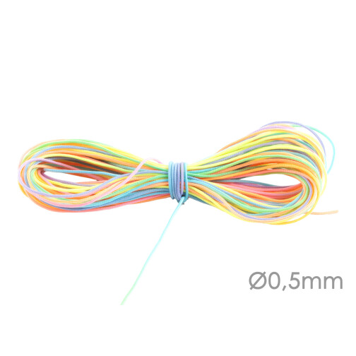 Macrame ribbon polyester cord Ø0.5mm pastel colour gradients