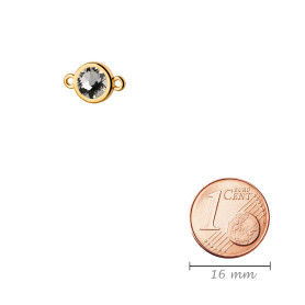 Verbinder gold 10mm mit Kristallstein in Crystal 7mm 24K vergoldet