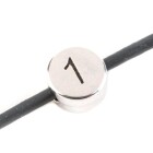 Cuenta de letras Número 1 de plata antigua 7mm chapado en plata