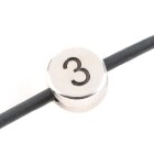 Cuenta de letras Número 3 de plata antigua 7mm chapado en plata