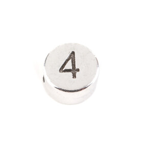 Lettera perlina Numero 4 argento antico 7mm placcato argento