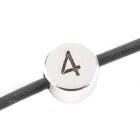 Cuenta de letras Número 4 de plata antigua 7mm chapado en plata