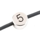 Cuenta de letras Número 5 de plata antigua 7mm chapado en plata
