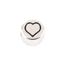 Letter bead Symbol Heart antique silver 7mm silver plated...