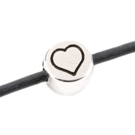 Letter bead Symbol Heart antique silver 7mm silver plated...
