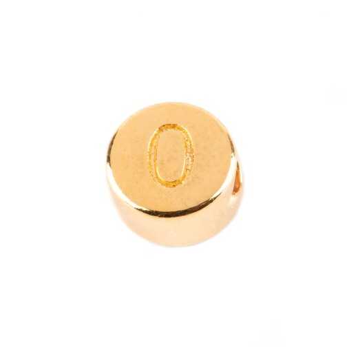 Letter Bead Number 0 gold 7mm gold plated