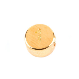 Letter bead Number 1 gold 7mm 24K gold plated