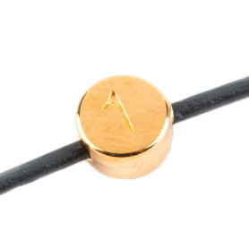 Letter bead Number 1 gold 7mm 24K gold plated