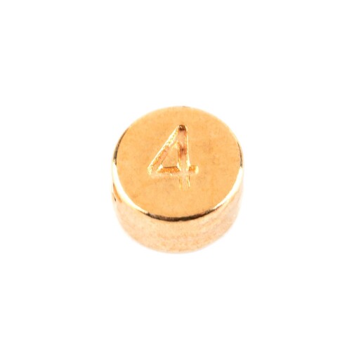 Cuenta de letras Número 4 de oro 7mm chapado en oro