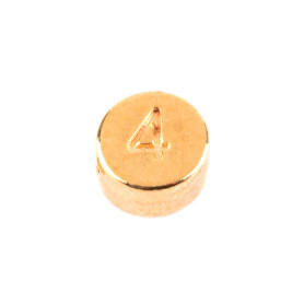 Perle lettre Chiffre 0 or 7mm plaqué or 24K