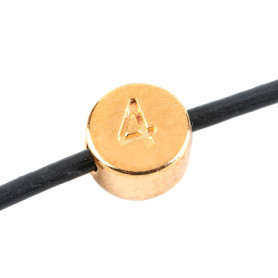 Letter bead Number 4 gold 7mm 24K gold plated