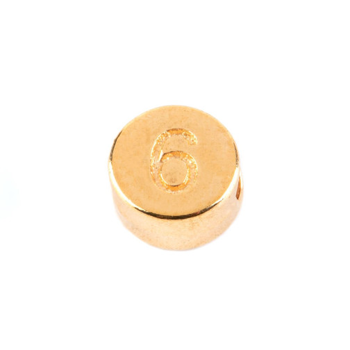 Letterkraal Cijfer 6 goud 7mm 24K verguld