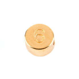 Letterkraal Cijfer 6 goud 7mm 24K verguld