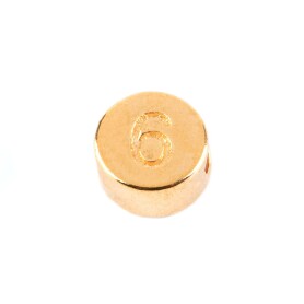 Letter Bead Number 6 gold 7mm gold plated