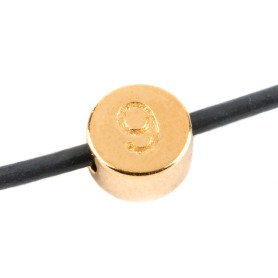 Letter bead Number 9 gold 7mm 24K gold plated