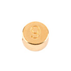 Perle lettre Chiffre 0 or 7mm plaqué or 24K