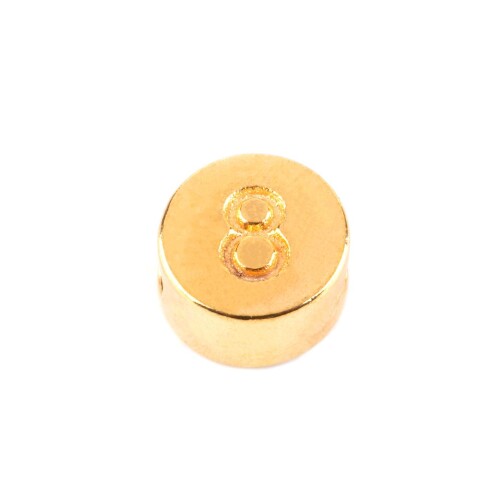 Lettera perlina Numero 8 oro 7mm placcato oro