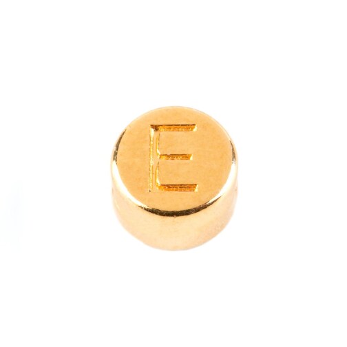 Cuenta de letras E de oro 7mm chapado en oro