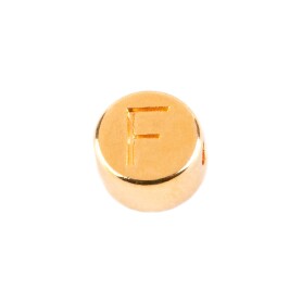 Letter Bead F gold 7mm gold plated