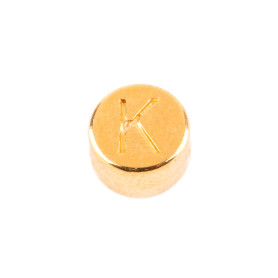 Buchstabenperle Buchstabe K gold 7mm 24K vergoldet