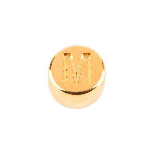 Letter Bead M gold 7mm gold plated