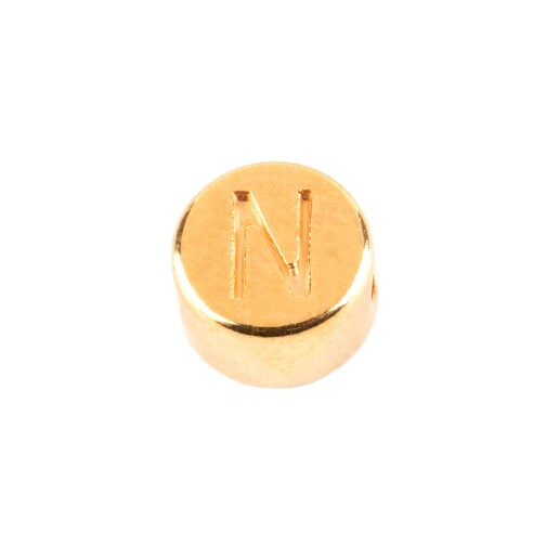 Letter Bead N gold 7mm gold plated