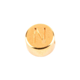 Buchstabenperle Buchstabe N gold 7mm 24K vergoldet