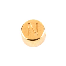 Letter Bead N gold 7mm gold plated