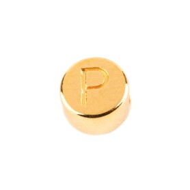Lettera perlina P oro 7mm placcato oro