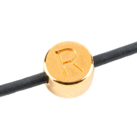 Letter bead Letter R gold 7mm 24K gold plated