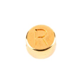Cuenta de letras R de oro 7mm chapado en oro