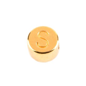 Cuenta de letras S de oro 7mm chapado en oro