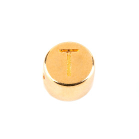 Letter bead Letter T gold 7mm 24K gold plated
