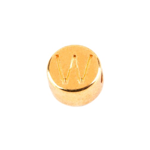 Letter Bead W gold 7mm gold plated