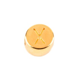 Lettera perlina X oro 7mm placcato oro