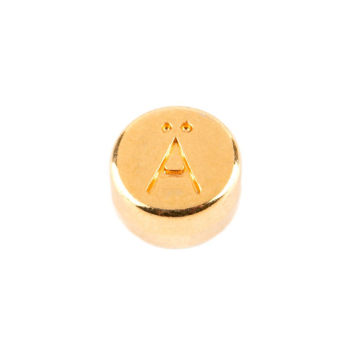 Perle lettre Chiffre 0 or 7mm plaqué or 24K