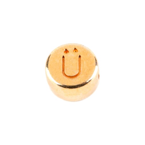 Letter Bead Ü gold 7mm gold plated