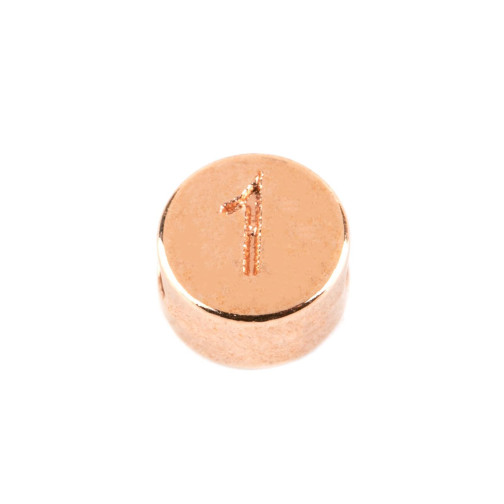 Letter bead Number 1 rose gold 7mm 24K rose gold plated
