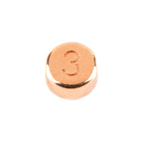 Letter bead Number 3 rose gold 7mm 24K rose gold plated