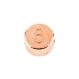 Letter bead Number 6 rose gold 7mm 24K rose gold plated