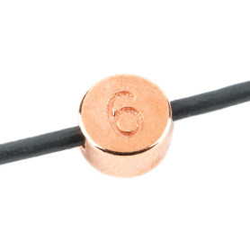 Letter bead Number 6 rose gold 7mm 24K rose gold plated