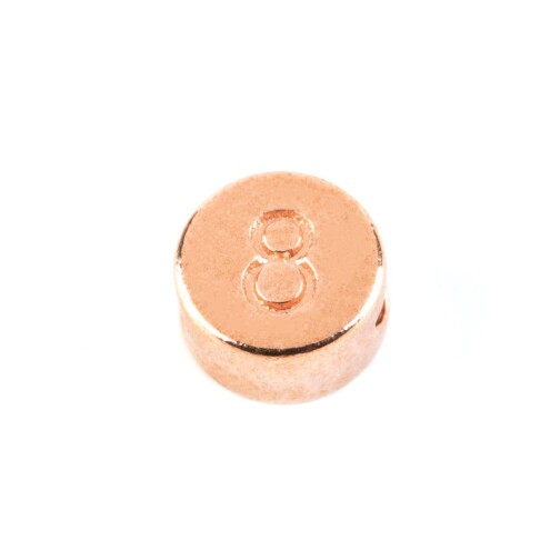 Lettera perlina Numero 8 oro rosa 7mm placcato oro rosa
