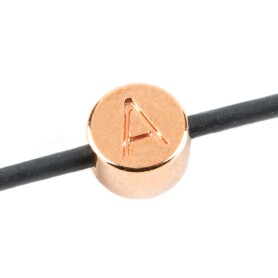 Letter Bead A rose gold 7mm rose gold plated