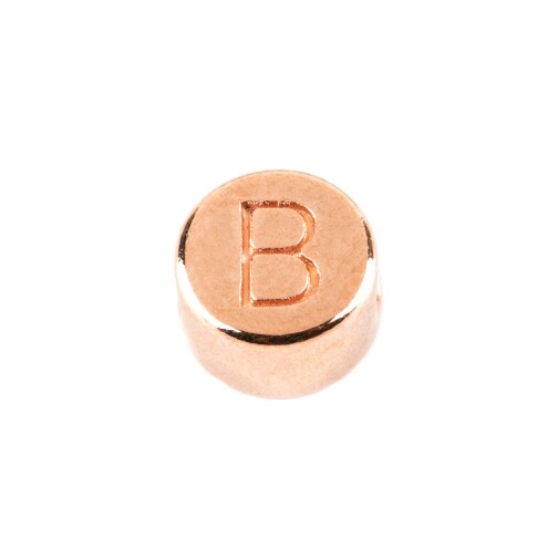 Perle Lettre B or rose 7mm plaqué or rose