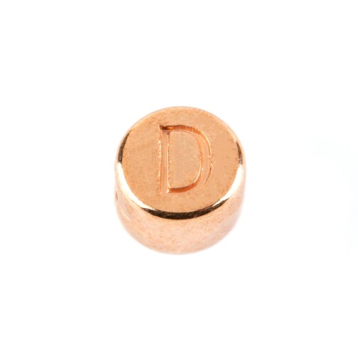 Letter Bead D rose gold 7mm rose gold plated