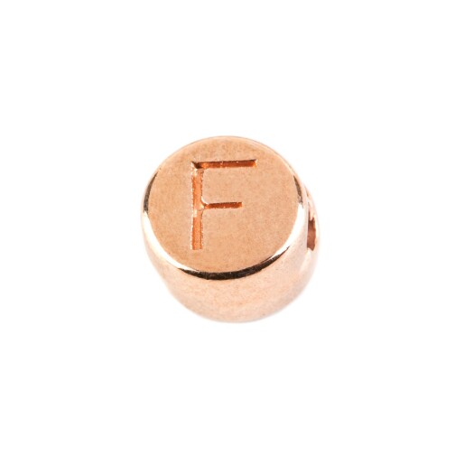 Letterkraal F roségoud 7mm 24K roségoud verguld