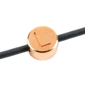 Letter bead Letter L rose gold 7mm 24K rose gold plated