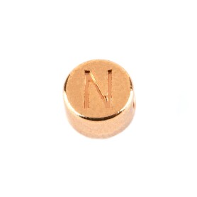 Letter Bead N rose gold 7mm rose gold plated